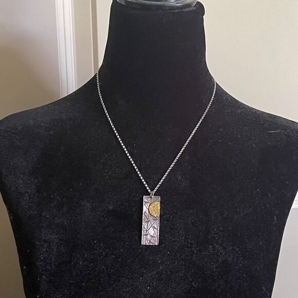 Handmade Silver Bird Sun Pendant Necklace Womens 18in Chain Andree Chenier - Picture 3 of 7